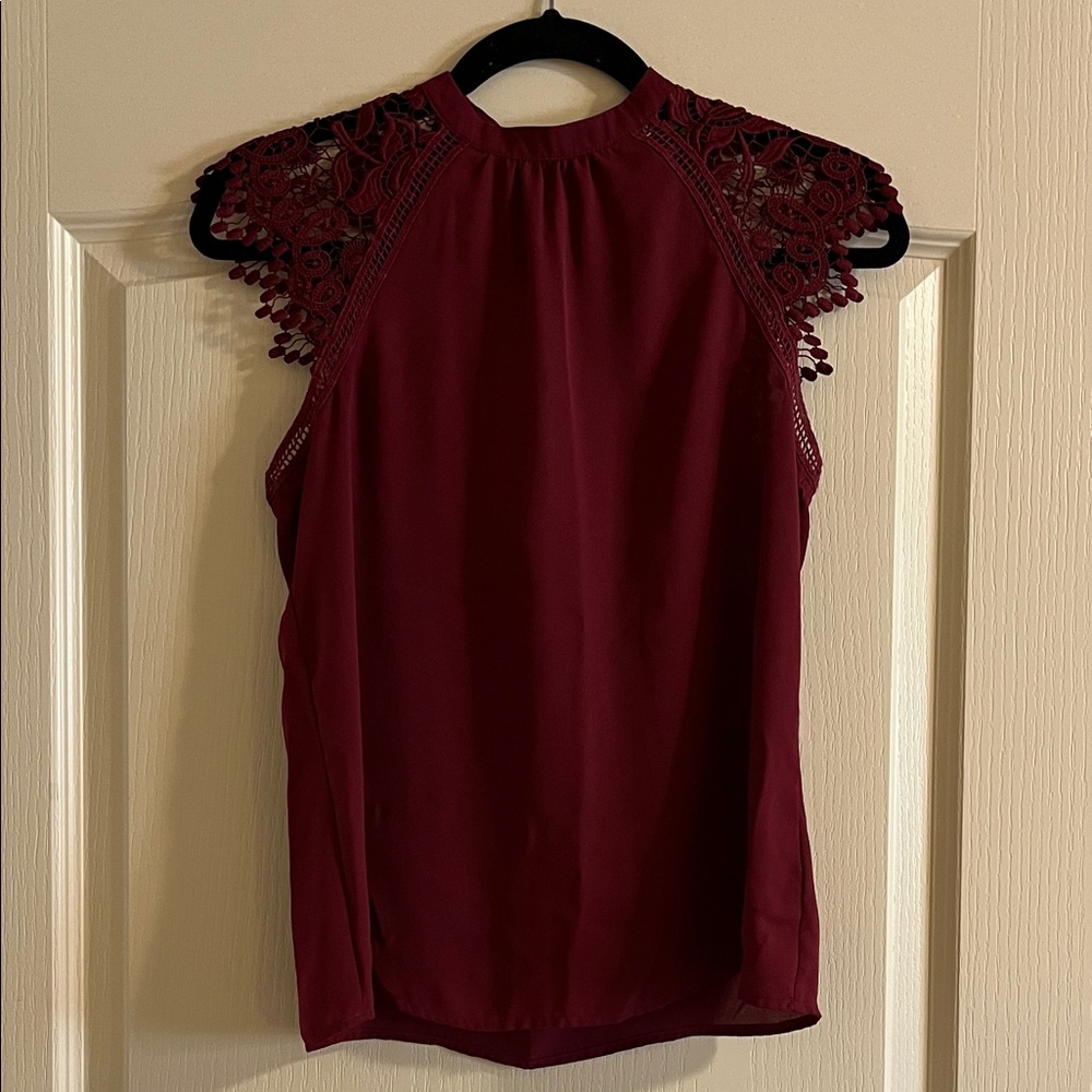 Express Burgundy Lace Cap-Sleeve Camisole